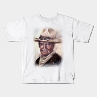 John Wayne Portrait in Pastels Kids T-Shirt